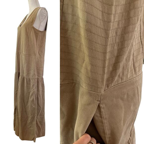 Everlane Tencel V Neck Sleeveless Tiered Midi Tank Dress L Neutral Sustainable - Picture 4 of 7